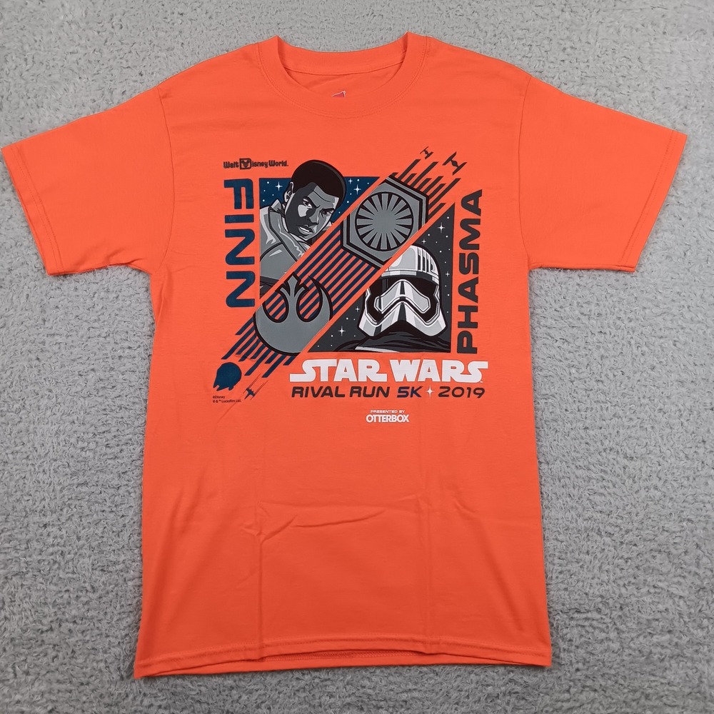 Hanes T-Shirt Star Wars Rival Run 5K 2019 Adult S Orange Finn Phasma Graphic
